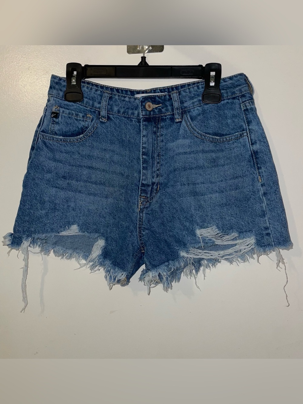 KanCan Blue Distressed Frayed Denim Shorts